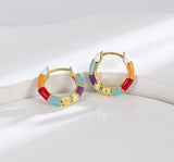 Wholesale Gold Plated Oil Dripping Earrings, Hoop Earrings AL582