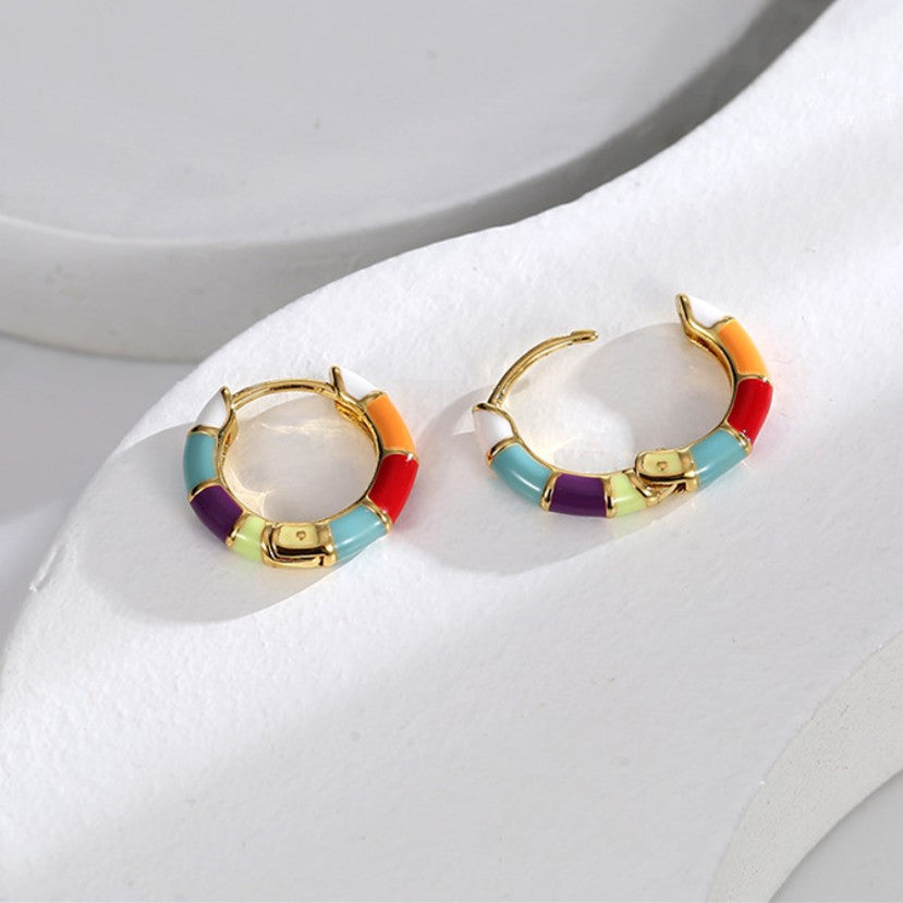 Wholesale Gold Plated Oil Dripping Earrings, Hoop Earrings AL582