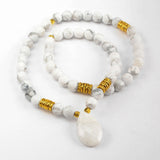 Teardrop White Turquoise With 6mm White Turquoise Beads Faceted Bracelet G1841