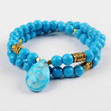 Teardrop Blue Howlite Turquoise Faceted With 6mm Blue Howlite Turquoise Beads Bracelet G1842