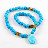 Teardrop Blue Howlite Turquoise Faceted With 6mm Blue Howlite Turquoise Beads Bracelet G1842