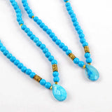 Teardrop Blue Howlite Turquoise Faceted With 6mm Blue Howlite Turquoise Beads Bracelet G1842