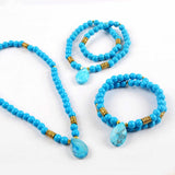 Teardrop Blue Howlite Turquoise Faceted With 6mm Blue Howlite Turquoise Beads Bracelet G1842