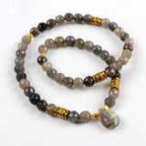 Teardrop Natural Labradorite Faceted With 5mm Labradorite Beads Bracelet gemstone beaded bracelets jewelry  G1843