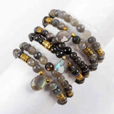 Teardrop Natural Labradorite Faceted With 5mm Labradorite Beads Bracelet gemstone beaded bracelets jewelry  G1843