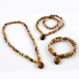 Teardrop Tiger's Eye Faceted With 6mm Owyhee Picture Jasper Beads Bracelet gemstone beaded bracelet Jewelry G1844