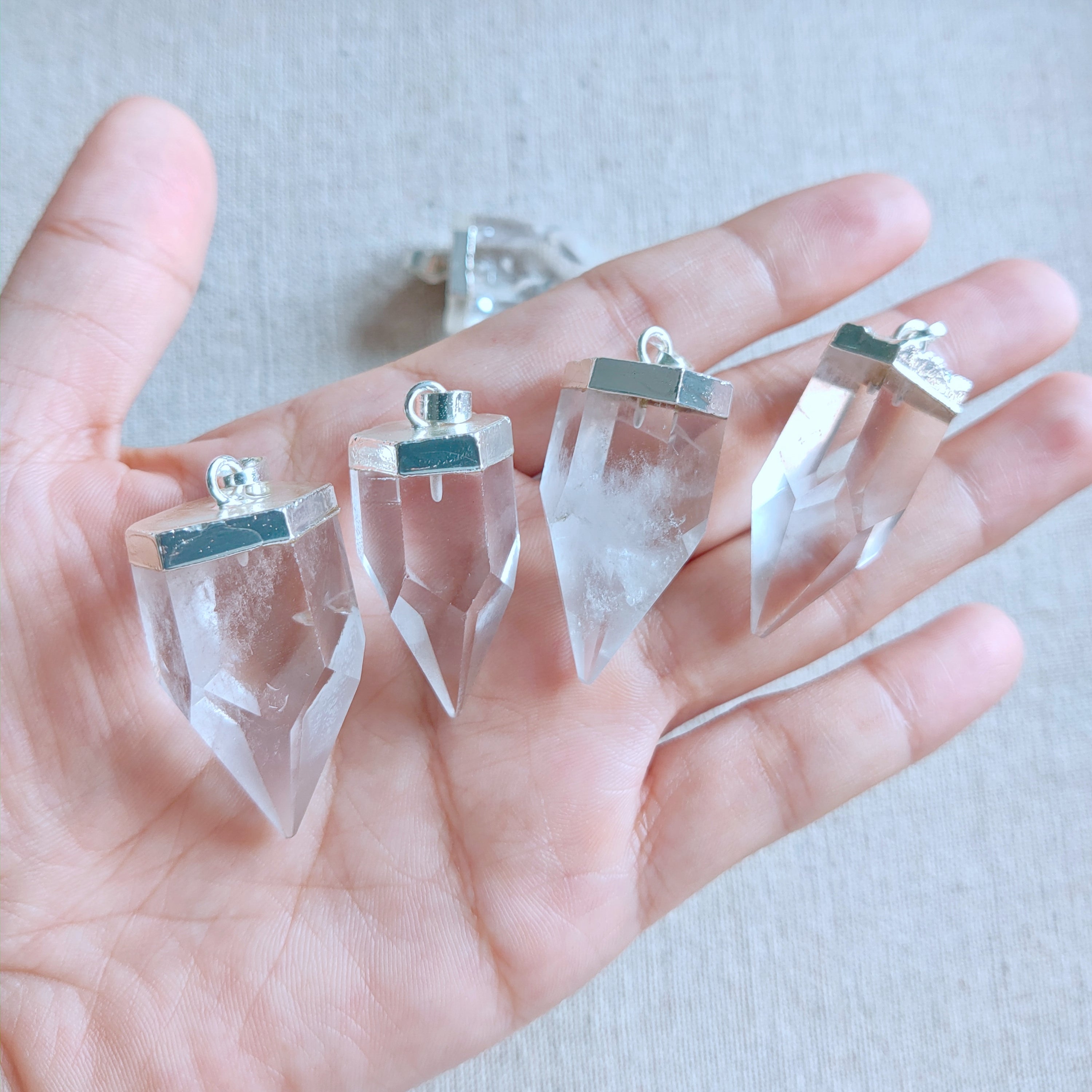 natural white quartz pendant silver plated white crystal point pendant healing crystal stone pendant jewelry