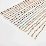 Gold Plated Brass Natural Gemstone Bead Chain Necklace 3mm Faceted Beads Amethyst Labradorite Fluorite Crystal Stone Rosary Chain Bottle Necklaces For Jewelry Making JT245-N