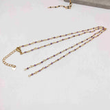 Gold Plated Brass Natural Gemstone Bead Chain Necklace 3mm Faceted Beads Amethyst Labradorite Fluorite Crystal Stone Rosary Chain Bottle Necklaces For Jewelry Making JT245-N