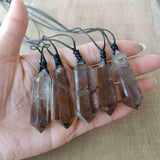 Adjustable Natural Smoky Quartz Point Pendant Necklace, Faceted Healing Crystal Necklace, Gemstone Jewelry HUS234