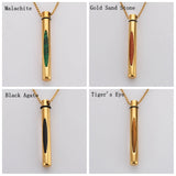 22" Gold Stainless Steel Natural Stone Perfume Bottle Necklace WX2153