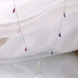 14" Rainbow CZ Gold Plated Brass Chain Necklace Jewelry AL600