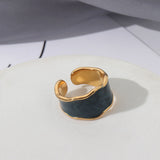 Enamel Adjustable Irregular Opening Gold Ring AL175