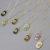 Gold Plated Bezel Natural Healing Stone Pendant Necklace, Gemstone Boho Jewelry WX1623-N