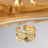 Adjustable Gold Plated CZ Moon Ring, Zircon Moon Ring Jewelry AL602