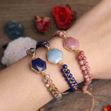 Hexagon Stone Handmade Boho Summer Adjustable Bracelet AL288