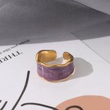 Enamel Adjustable Irregular Opening Gold Ring AL175