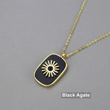 Gold Plated Bezel Natural Healing Stone Pendant Necklace, Gemstone Boho Jewelry WX1623-N