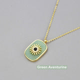 Gold Plated Bezel Natural Healing Stone Pendant Necklace, Gemstone Boho Jewelry WX1623-N