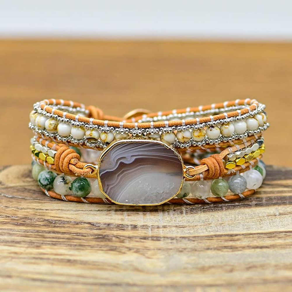 Natural Agate Hand-made Wrap Bracelets AL271