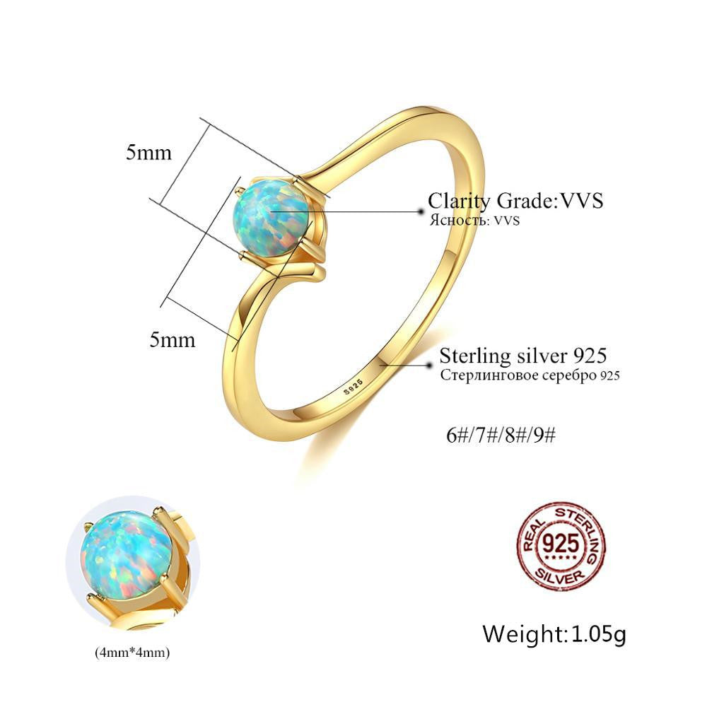 S925 Sterling Silver Opal Ring, Round Opal, Fashion Jewelry AL557