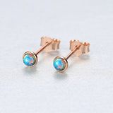 S925 Sterling Silver Tiny Small Opal Studs Earrings, Round Opal Post Earrings AL099