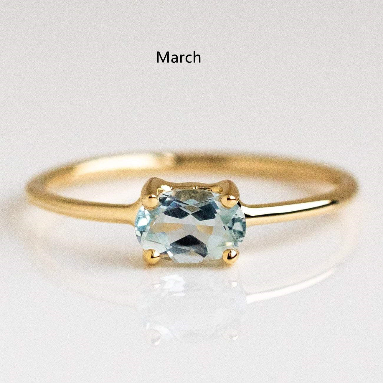Thin Ring Birthstone Ring, Zircon Ring, Stainless Steel in18k Gold Plated, Fashion Simple Jewelry AL630