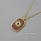 Gold Plated Bezel Natural Healing Stone Pendant Necklace, Gemstone Boho Jewelry WX1623-N