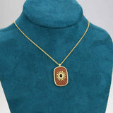Gold Plated Bezel Natural Healing Stone Pendant Necklace, Gemstone Boho Jewelry WX1623-N