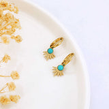 Stainless Steel Turquoise Earrings in Gold Plated AL417