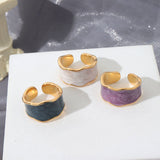 Enamel Adjustable Irregular Opening Gold Ring AL175