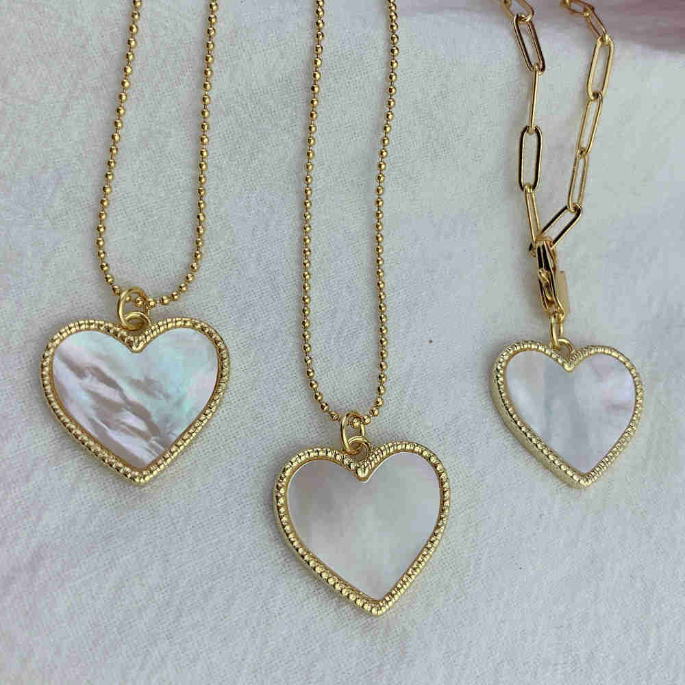 Natural Mother-of-pearl Heart Necklace AL346