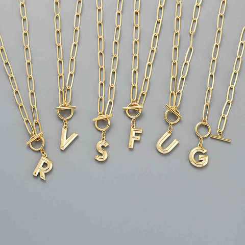 20" Gold Initial 26 Letter Necklace AL434