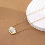 16" Gold Plated Oval Natural White Shell Necklace AL596