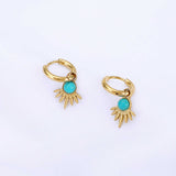 Stainless Steel Turquoise Earrings in Gold Plated AL417