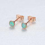 S925 Sterling Silver Tiny Small Opal Studs Earrings, Round Opal Post Earrings AL099