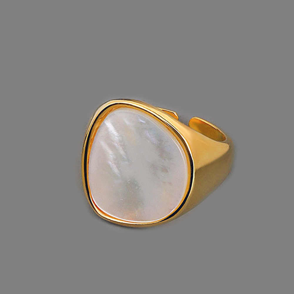 White Shell Gold Open Band Ring AL270