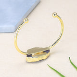 Natural Raw Gemstone Bangle Cuff, Gold Plated Crystal Bracelet AL154