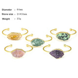 Natural Raw Gemstone Bangle Cuff, Gold Plated Crystal Bracelet AL154