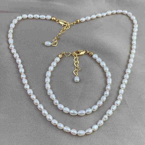 Natural Freshwater Pearl Choker Necklace Bracelet Set AL342