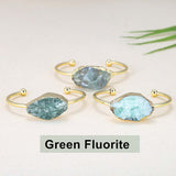 Natural Raw Gemstone Bangle Cuff, Gold Plated Crystal Bracelet AL154