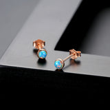 S925 Sterling Silver Tiny Small Opal Studs Earrings, Round Opal Post Earrings AL099