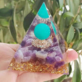 60mm Amethyst Healing Organ Pyramid Home Decor AL324