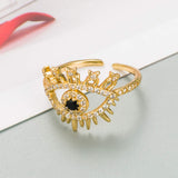 Devil's Eye Copper Micro-zircon Adjustable 18k Gold Ring AL257