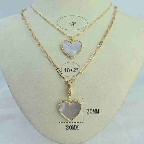 Natural Mother-of-pearl Heart Necklace AL346