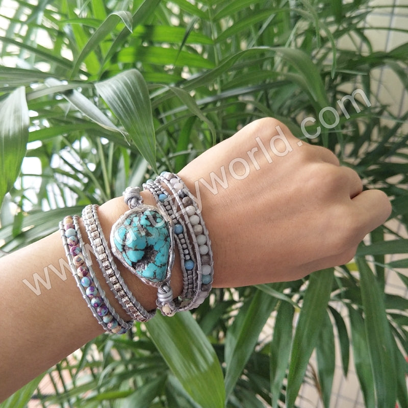 Natural Turquoise Beads Wrap Bracelet For Women