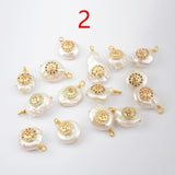 Gold Plated Natural Pearl With Multi CZ Charm WX1254