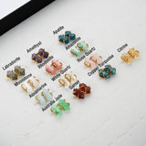 Gold Claw Hexagon Multi Gemstone Stud Earrings, Terminated Point Crystal Stone Earrings, Birthstone Jewelry Earrings ZG0481