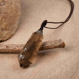 Adjustable Natural Smoky Quartz Point Pendant Necklace, Faceted Healing Crystal Necklace, Gemstone Jewelry HUS234