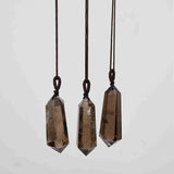 Adjustable Natural Smoky Quartz Point Pendant Necklace, Faceted Healing Crystal Necklace, Gemstone Jewelry HUS234